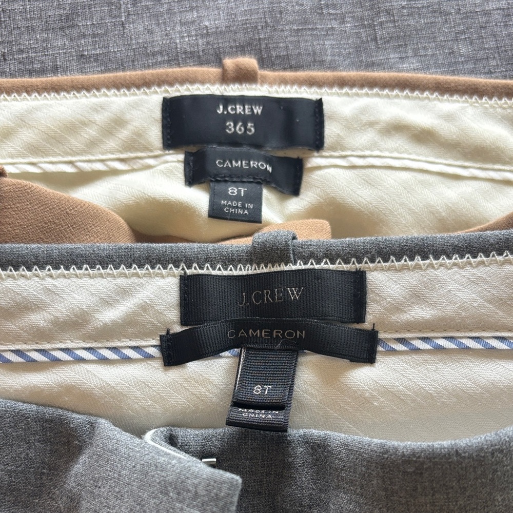 *2 pair* J. Crew Cameron Slacks in Gray and Camel - 8 Tall
